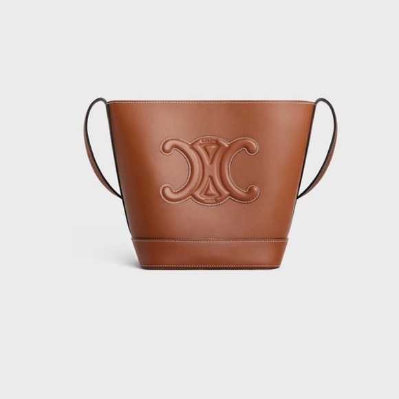 Celine Triomphe Small Bucket Bag, Tan - Picture 1 of 10